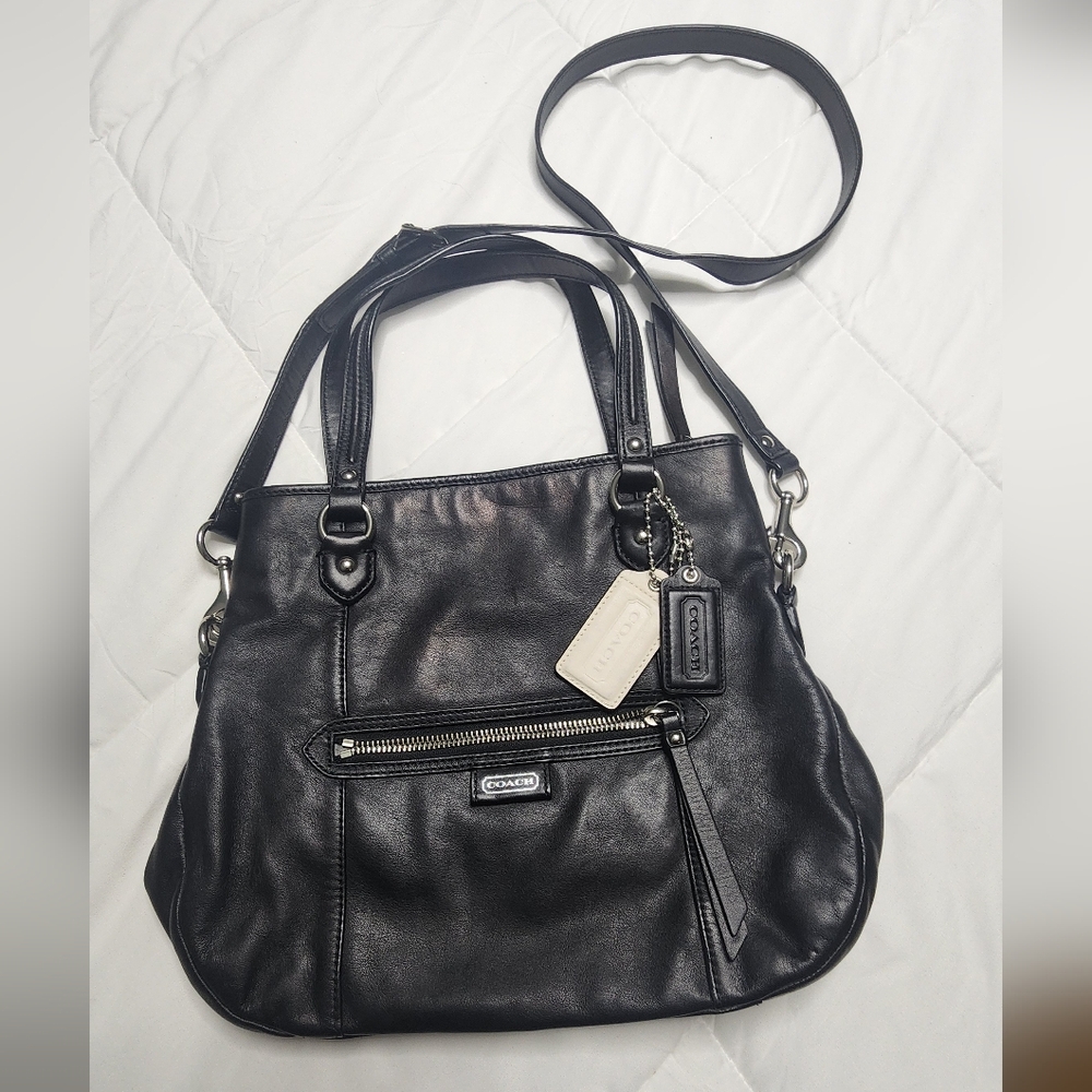 Vintage Coach Black Leather Bag